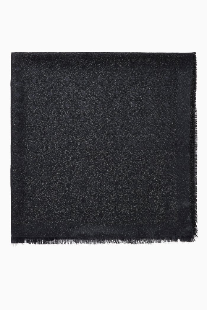 

Monogram Scarf in Cotton & Silk, Black