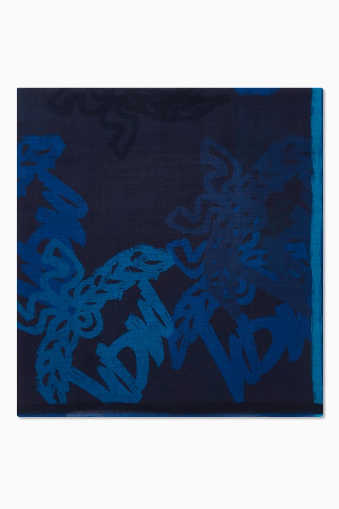 Abstract Monogram Scarf in Wool, Black