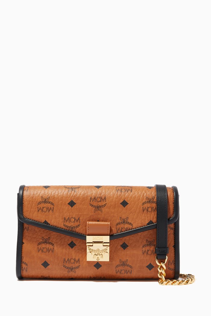 

Medium Millie Crossbody in Colour-Block Visetos Leather, Brown