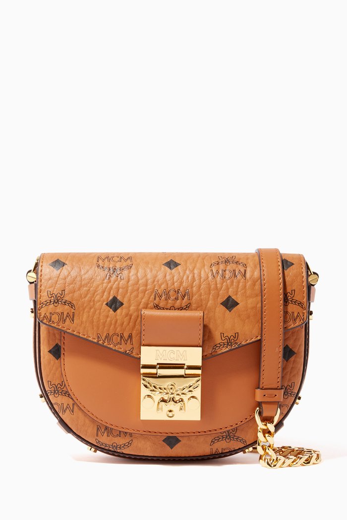 Mini Patricia Round Crossbody in Visetos, Brown