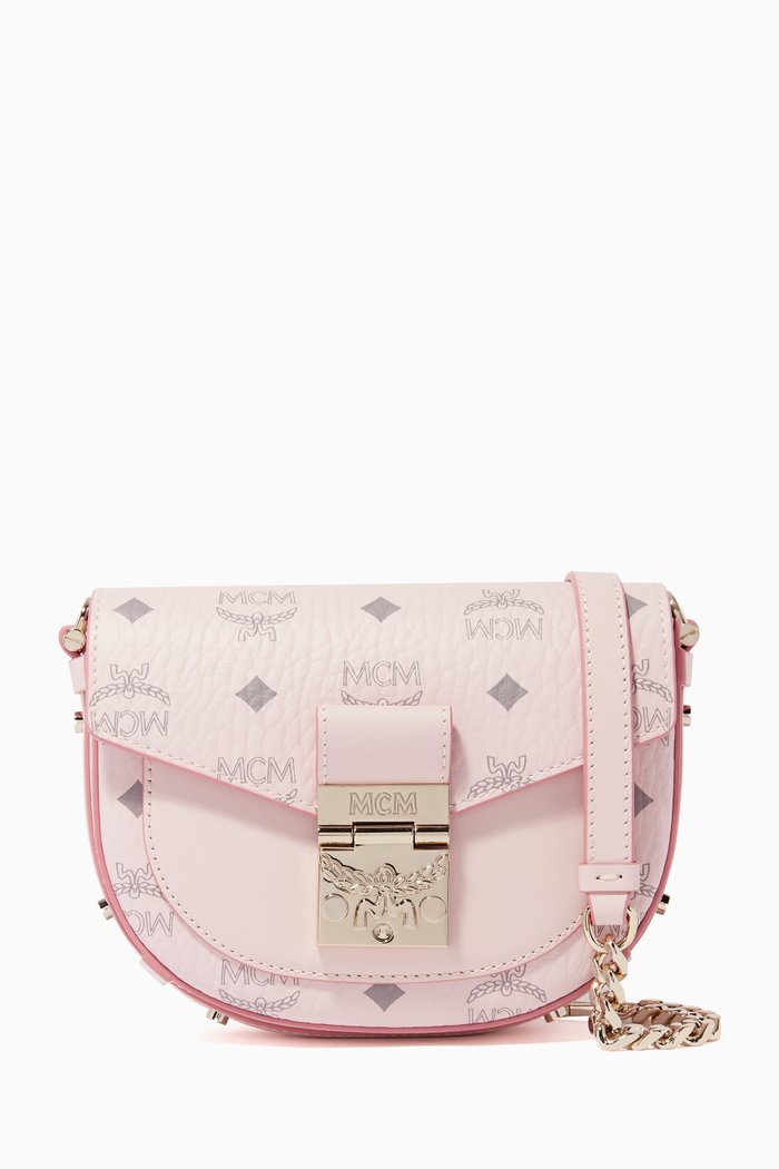

Mini Patricia Round Crossbody in Visetos, Pink