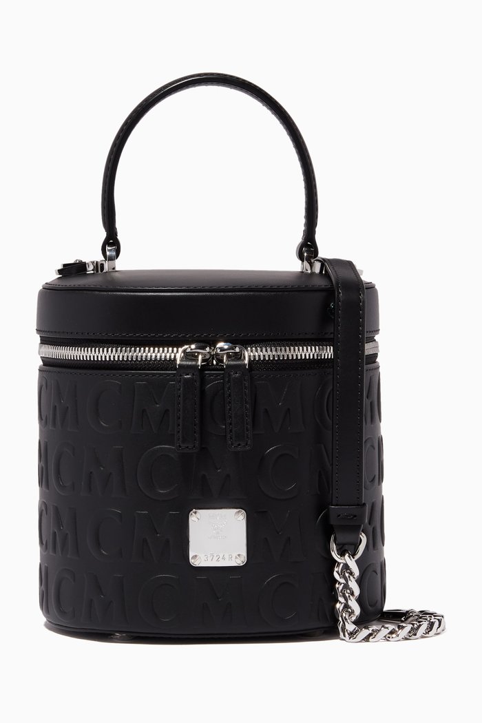 

Small Bucket Bag in Monogram Leather, Black
