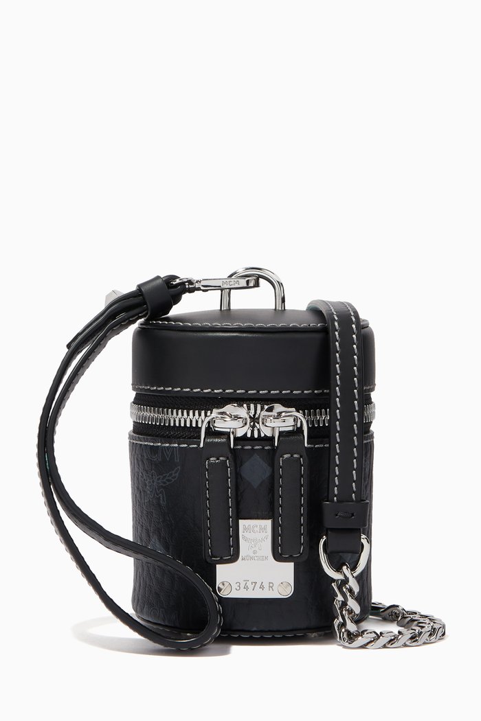 X Mini Bucket Bag in Visetos, Black