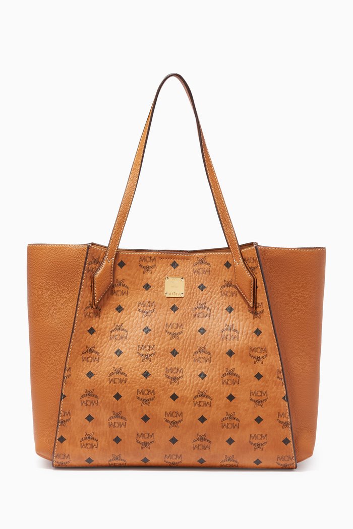

Medium Yris Shopper in Visetos Leather, Brown