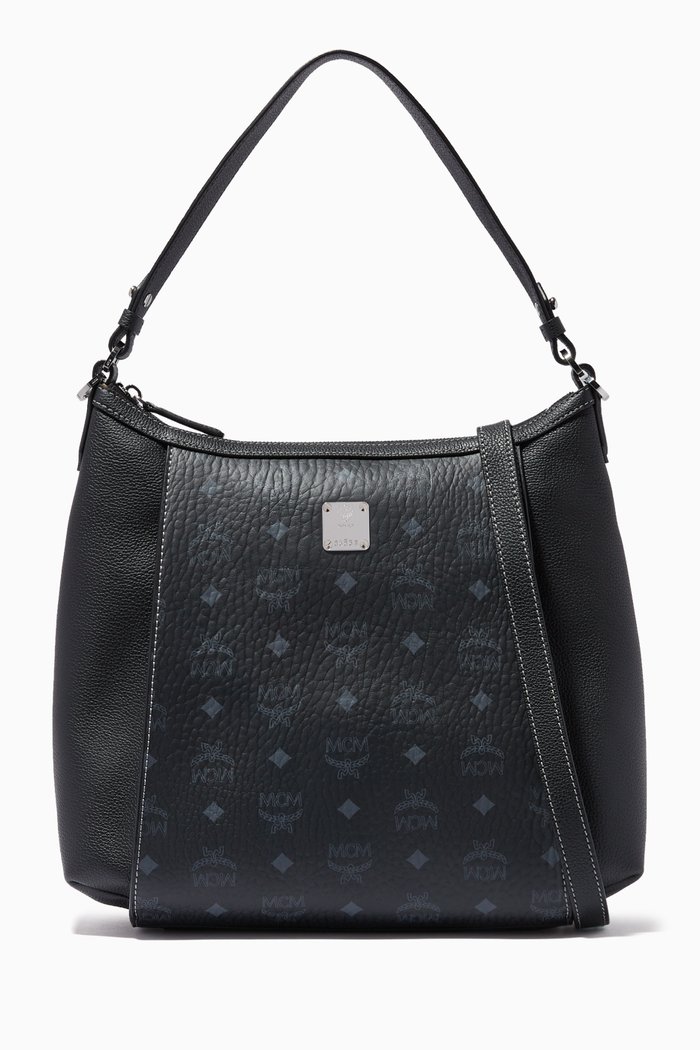 

Medium Luisa Hobo in Block Visetos Leather, Black
