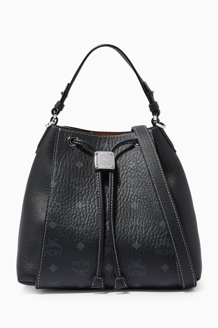 

Small Luisa Bucket Bag in Visetos, Black