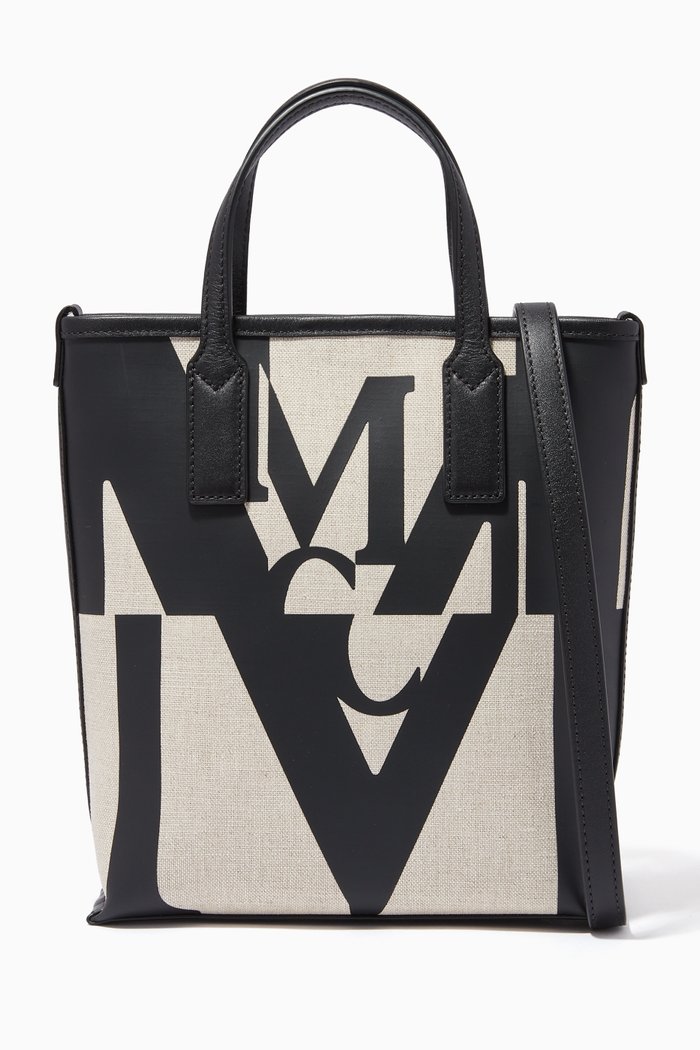 

Mini Shopper in Logo Glitch Canvas, Black