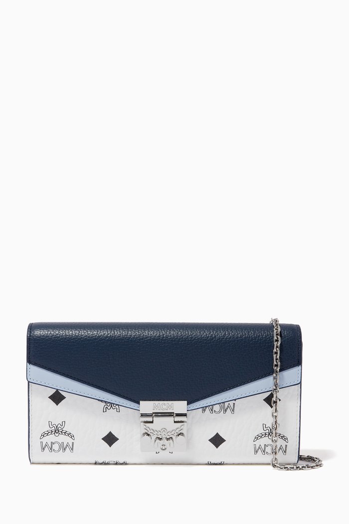 

Large Patricia Crossbody Wallet in Colour-Block Visetos, Blue