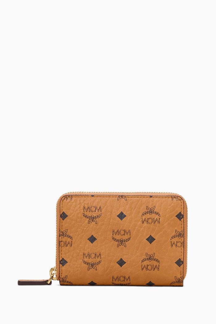 

Mini Zip Wallet in Visetos, Brown