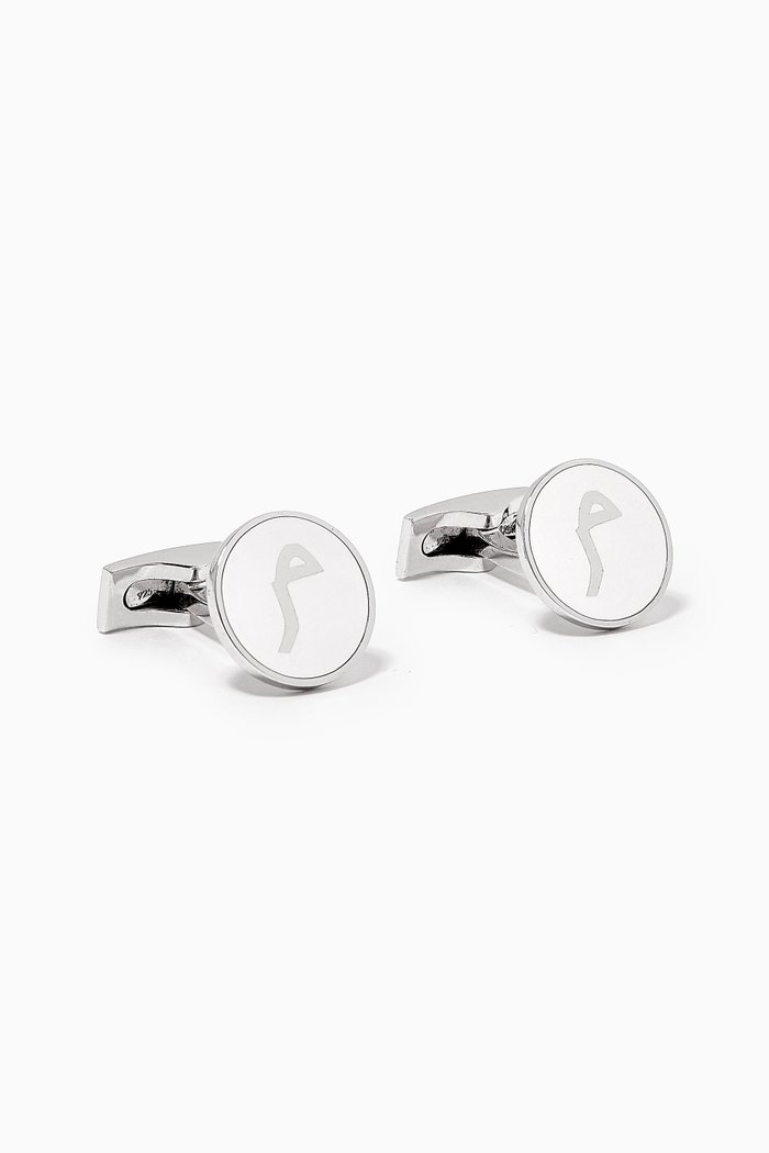 

"M" Letter Enamel Cufflinks in Sterling Silver, Blue