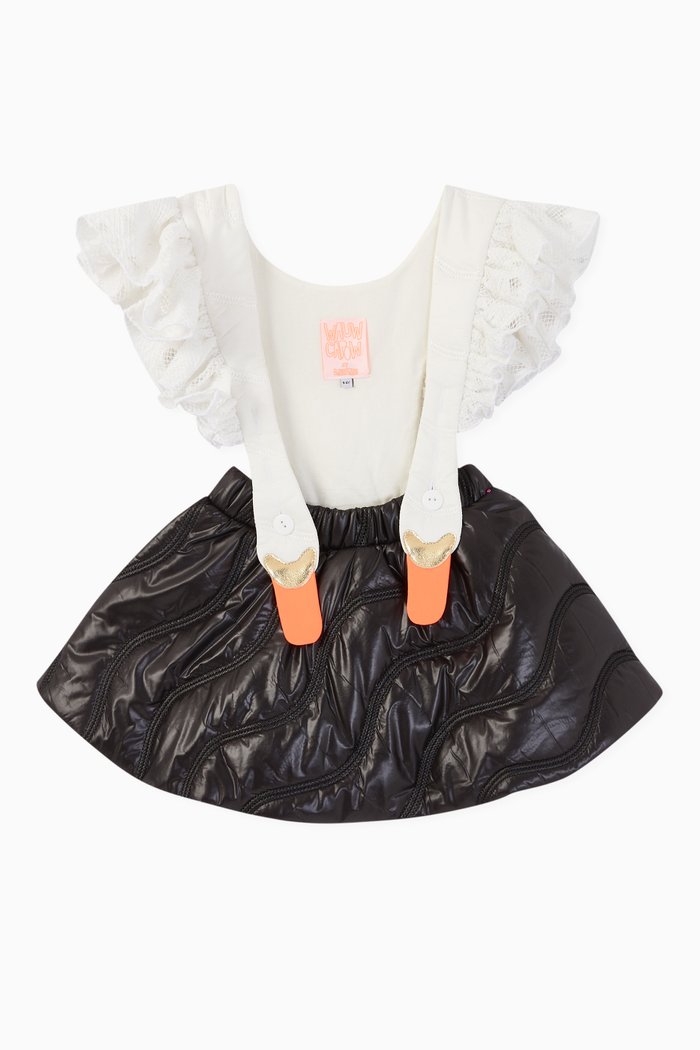 

Bird Girl Frill Nylon Skirt, Black