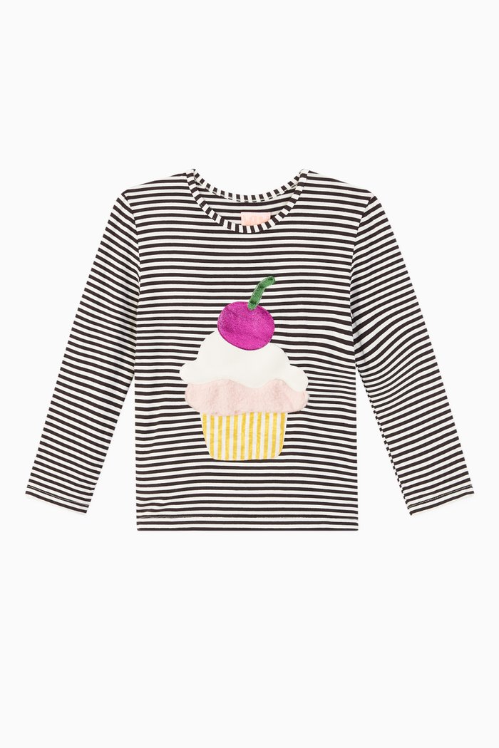 

Cupcake Striped Jersey T-Shirt, Black