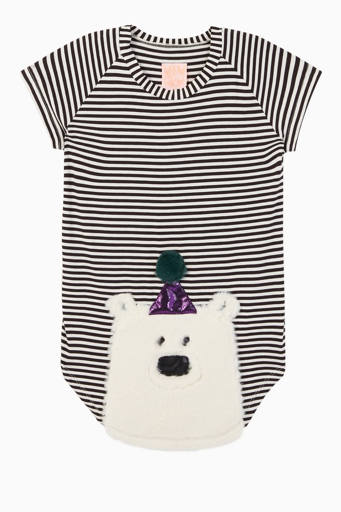 

Nova Bear Striped Jersey Dress, Black