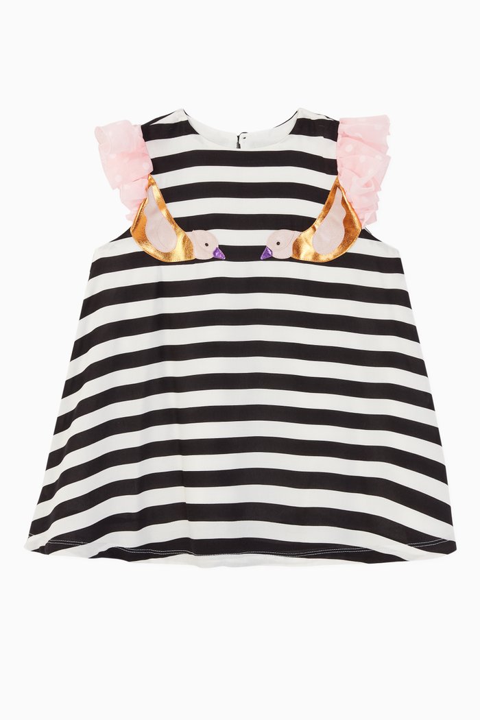 

Sparrow Striped Viscose Dress, Black
