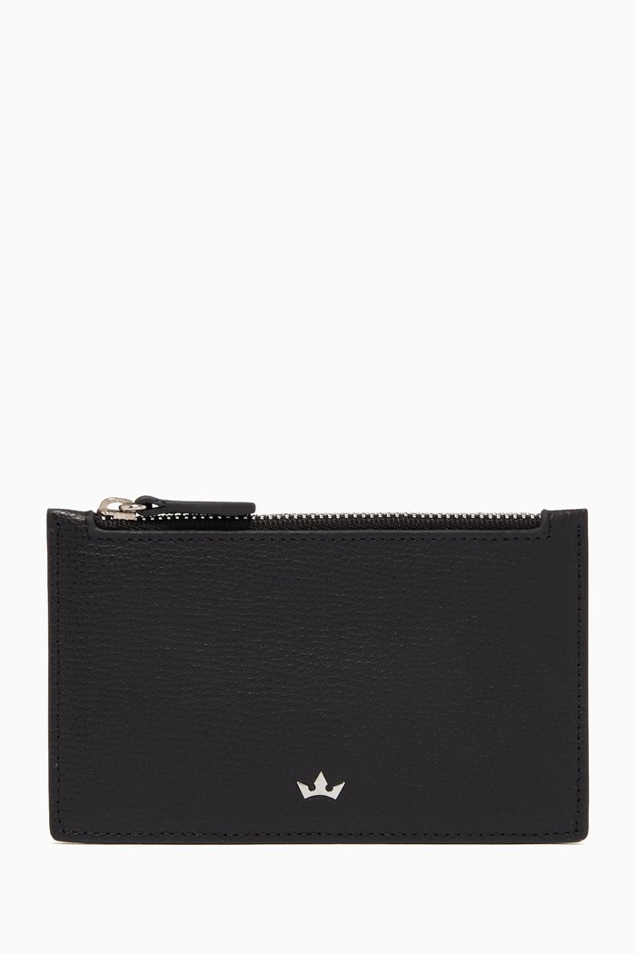 

Award Zip Card Holder in Italian Leather, Black