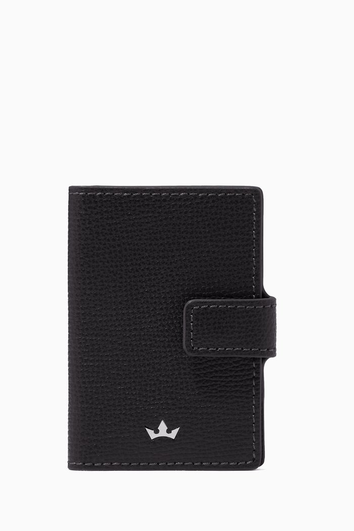 Award Clip Card Holder in Italian Leather, Black
