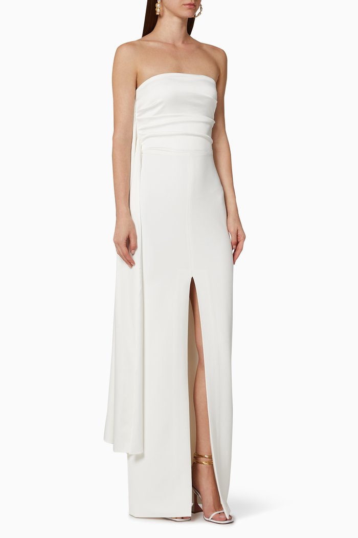 Harlow Satin & Crepe Maxi Dress, White