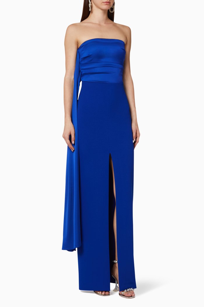 

Harlow Satin & Crepe Maxi Dress, Blue