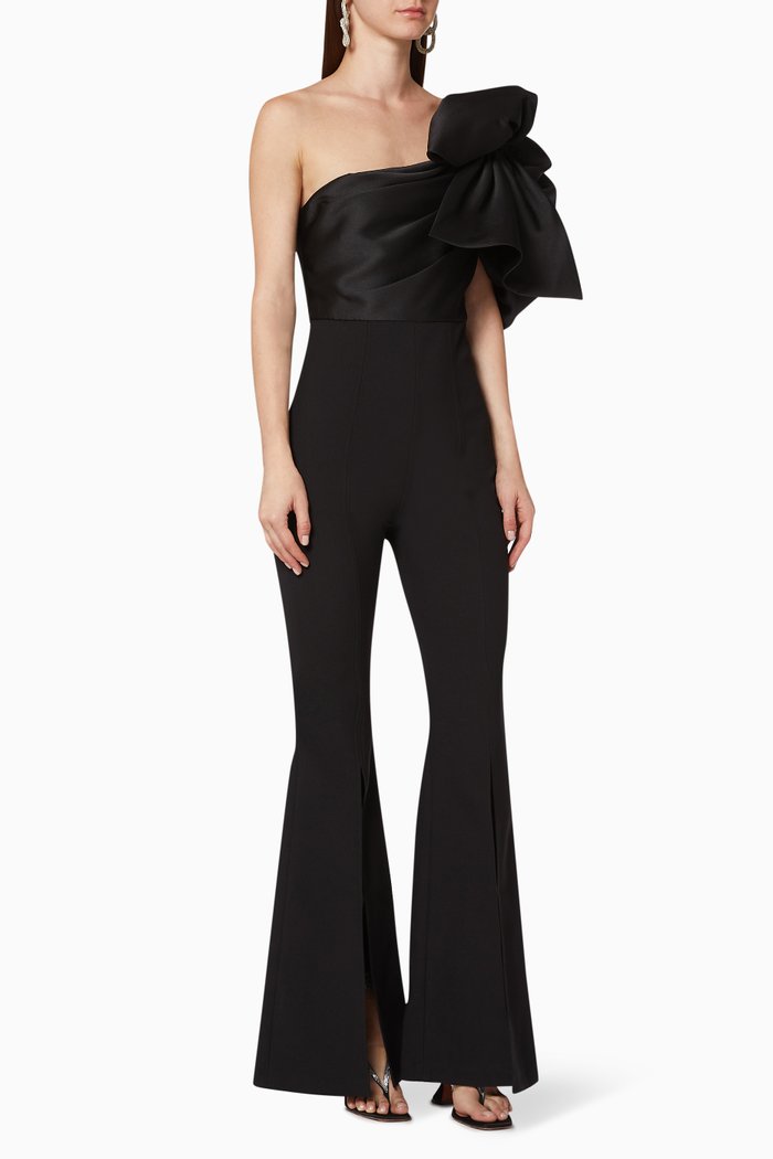 Laney Satin & Twill Jumpsuit, Black