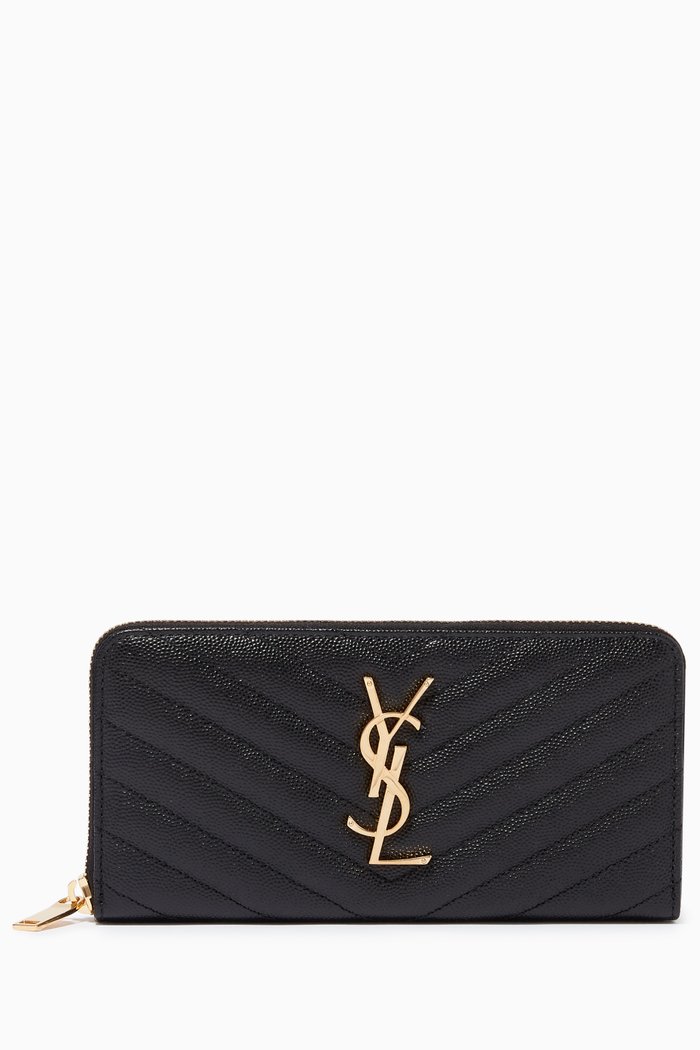 

Cassandre Zip Around Wallet in Matelassé Leather, Black
