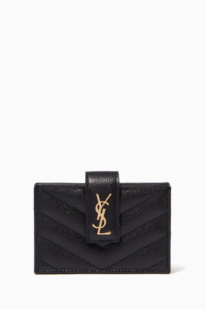 

Cassandre Business Card Case in Matelassé Leather, Black