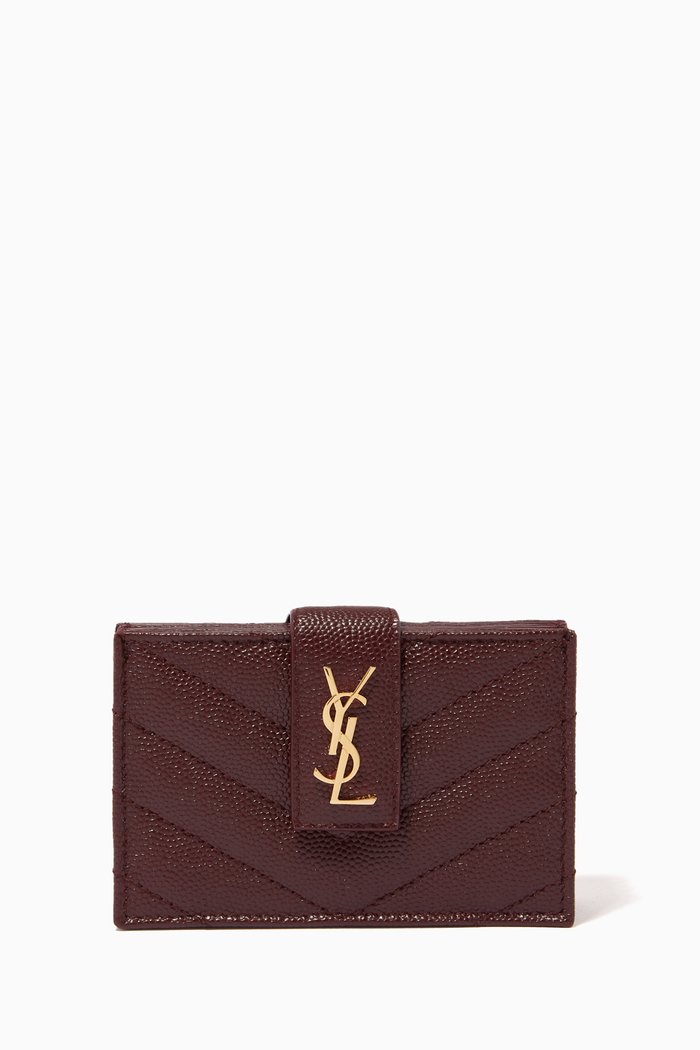 

Cassandre Business Card Case in Matelassé Leather, Burgundy