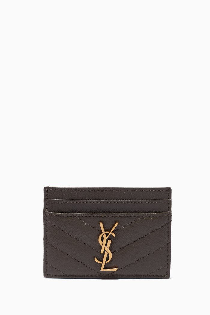 

Monogram Card Case in Grain de Poudre Embossed Leather, Green