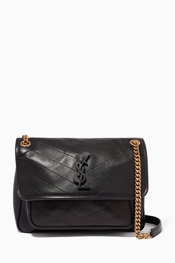 

Medium Niki Bag in Metelasse Leather, Black