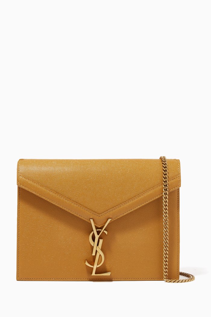 

Medium Cassandra Monogram Clasp Bag in Embossed Leather, Neutral