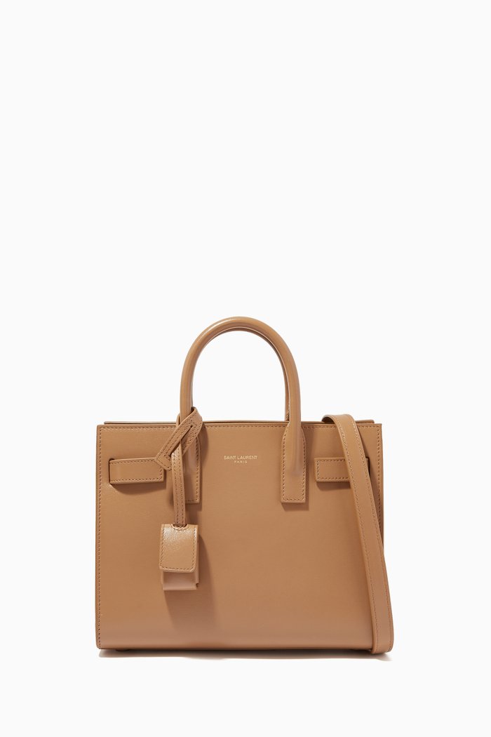 

Nano Day Tote in Grained Leather, Neutral