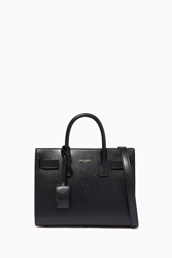 

Nano Day Tote in Grained Leather, Black