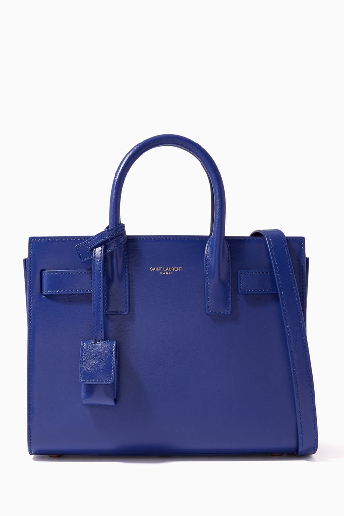 

Nano Day Tote in Grained Leather, Blue