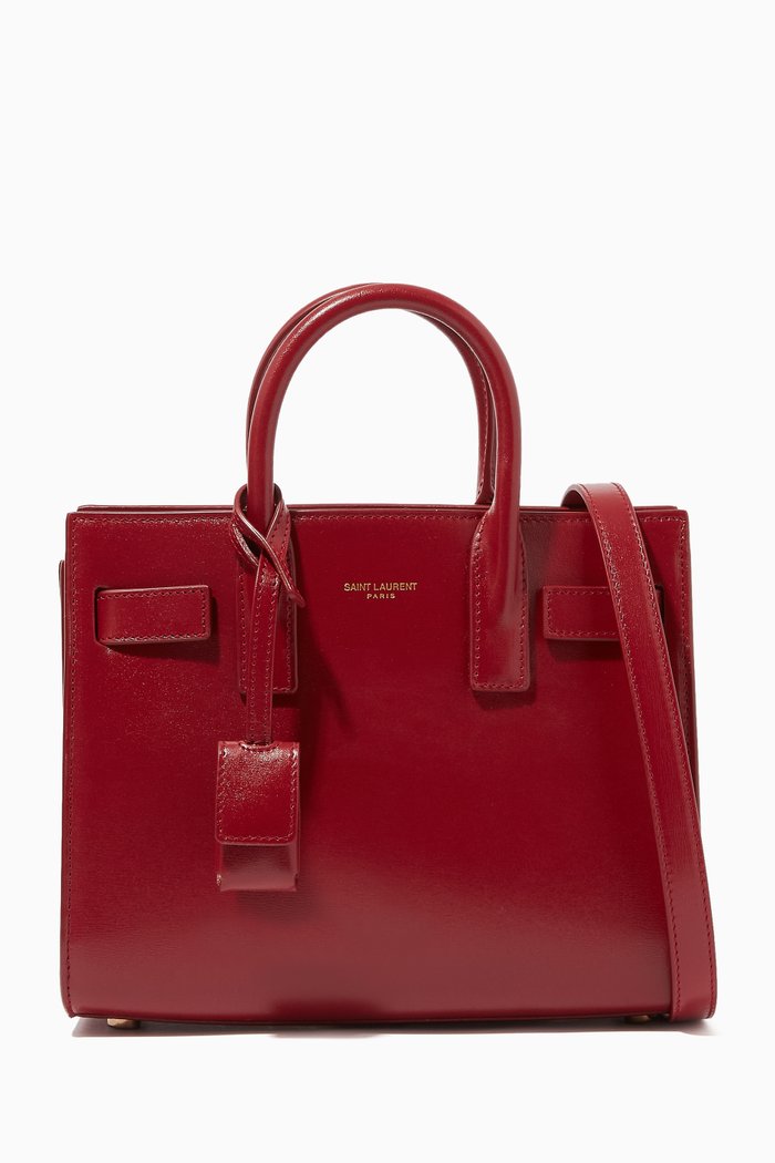

Nano Day Tote in Grained Leather, Red
