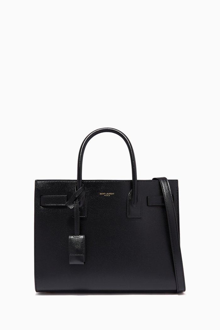 Baby Day Tote in Grained Leather, Black