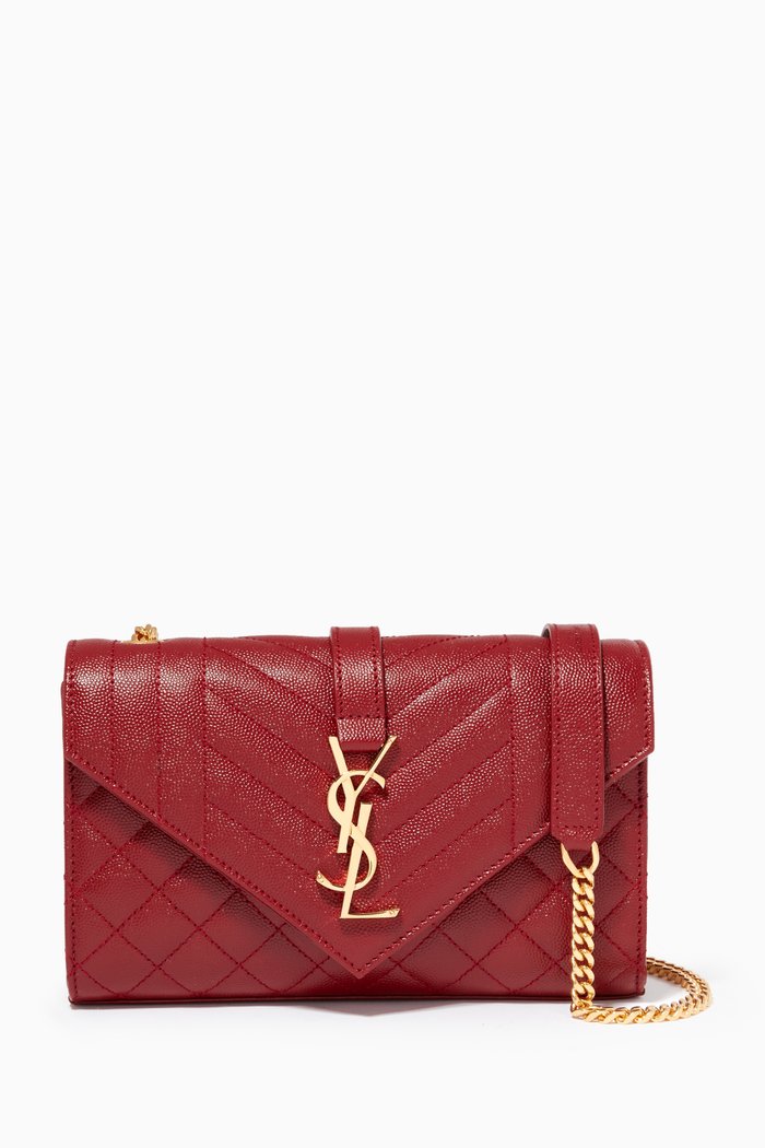 

Small Envelope Bag in Mix Matelassé Embossed Leather, Red