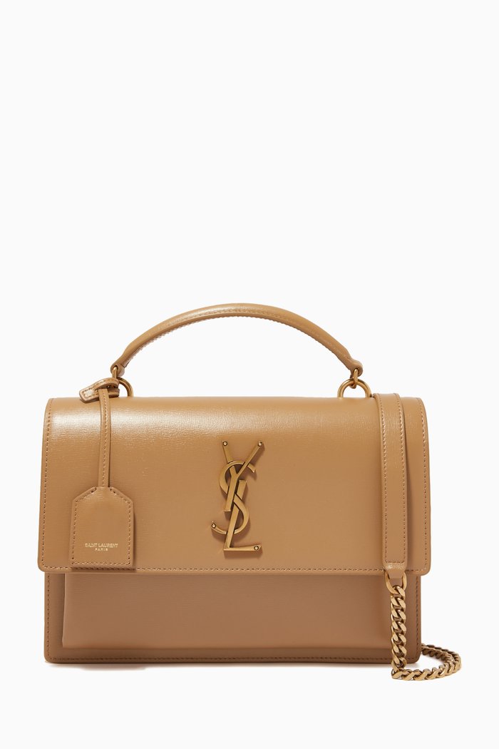 

New Medium Sunset Satchel in Smooth Leather, Neutral