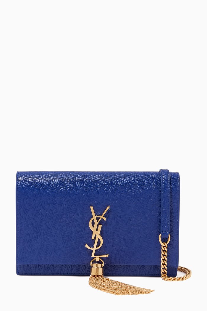 

Kate Chain Wallet in Grain De Poudre Embossed Leather, Blue