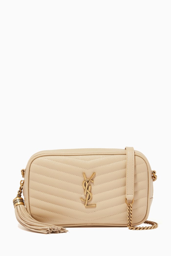 

Mini Lou Bag in Quilted Grain De Poudre Embossed Leather, Neutral
