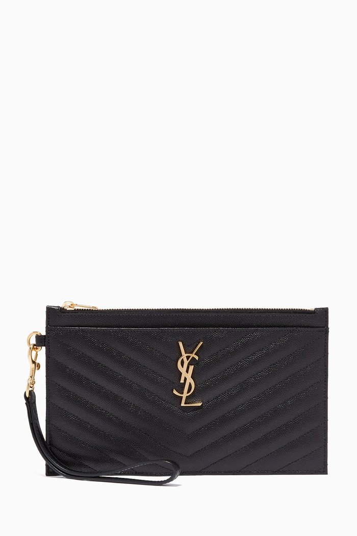 

Cassandre Large Bill Pouch in Matelassé Leather, Black