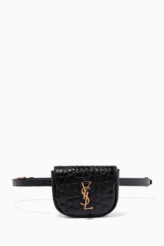 

Kaia Belt Bag In Croc-Embossed Leather, Black