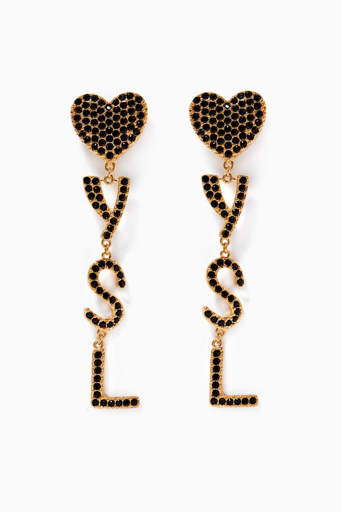 

Opyum YSL Heart Earrings in Metal And Crystal, Gold