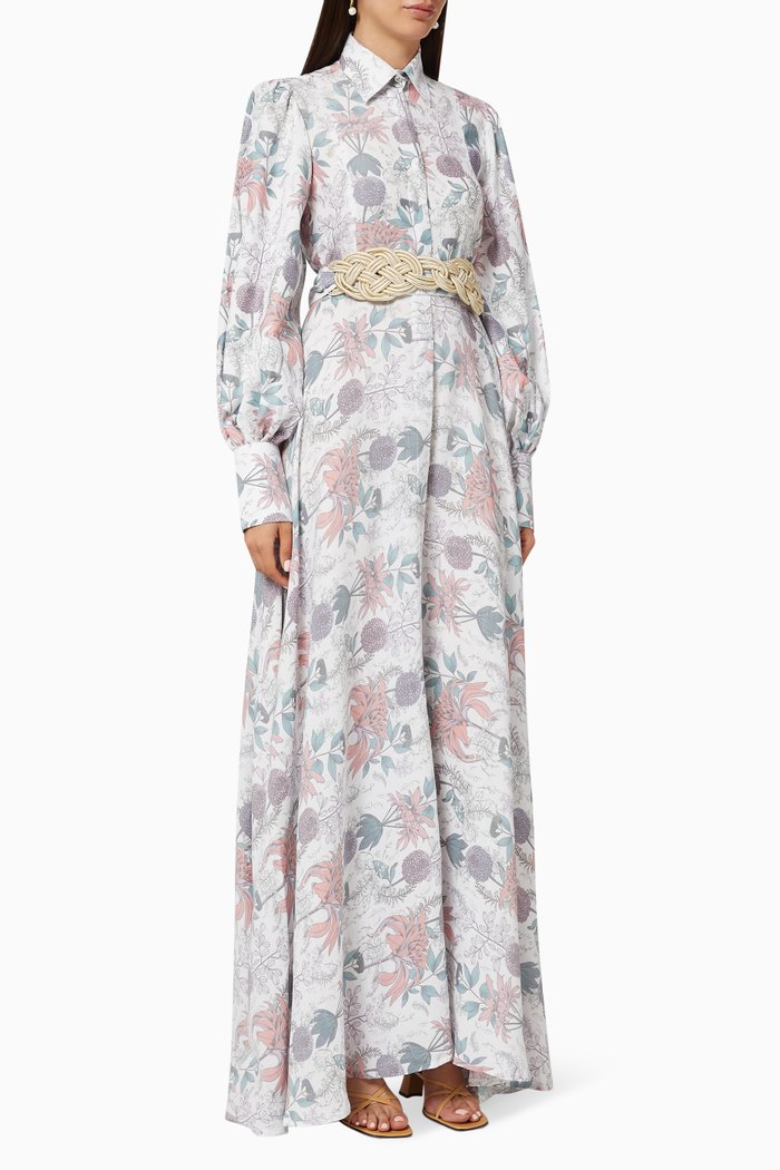 Olas Floral Cotton Maxi Dress, White
