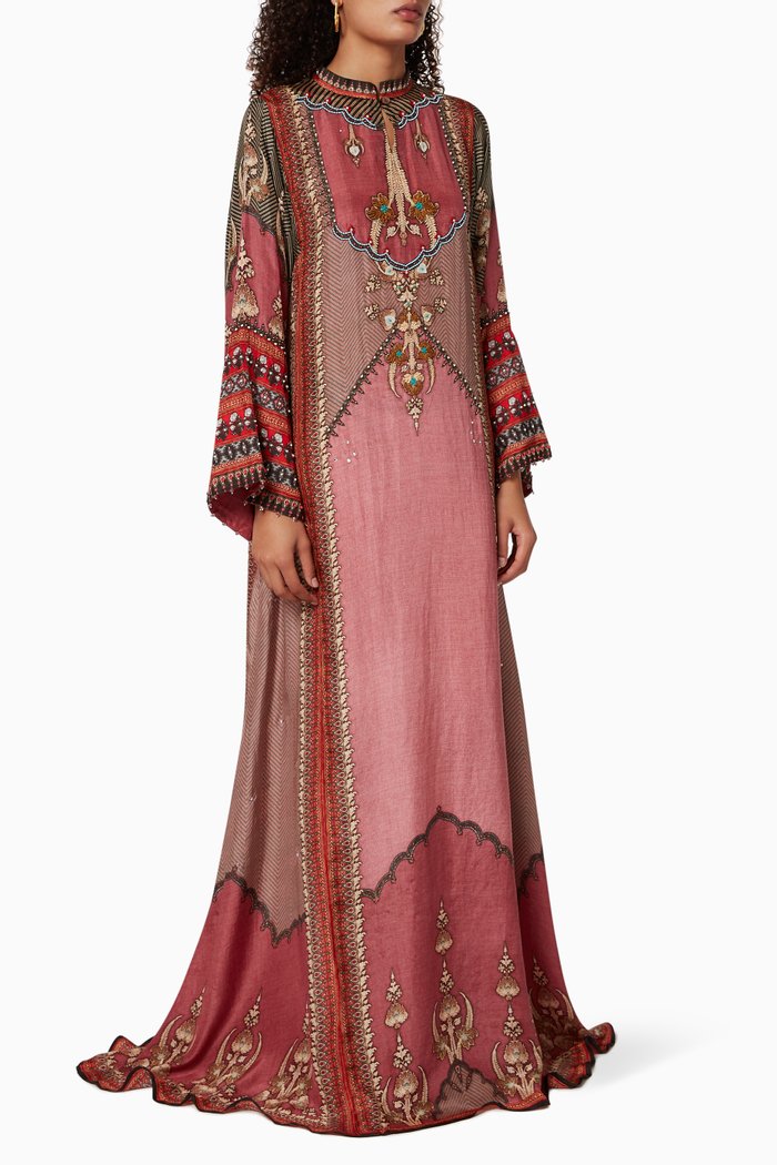 

Hailee Silk Embroidered Jalabiya, Pink