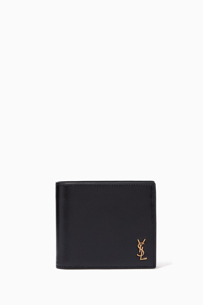 Tiny Monogram Wallet in Shiny Leather, Black