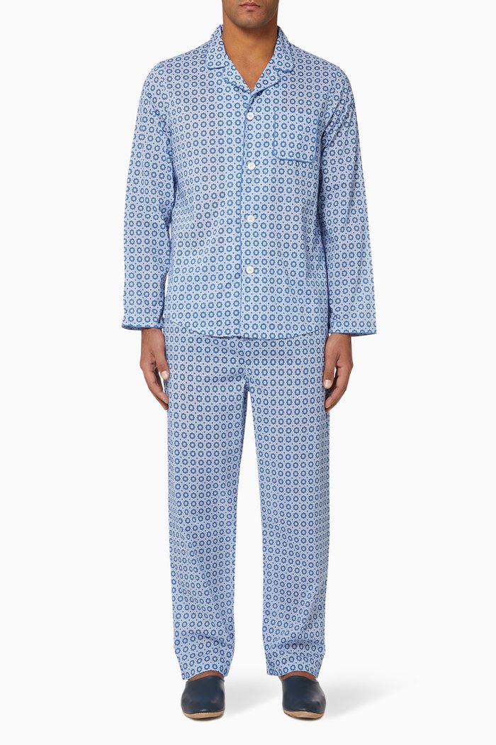Ledbury 34 Cotton Batiste Pyjama Set, Blue