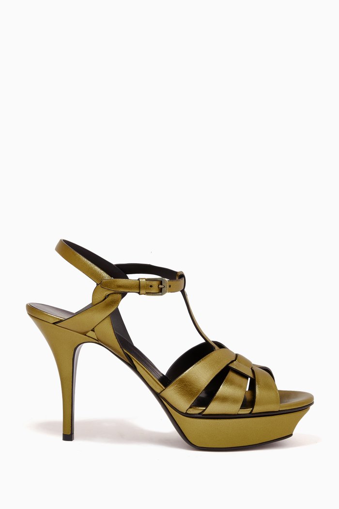 

Tribute 105 Platform Sandals in Metallic Leather, Gold