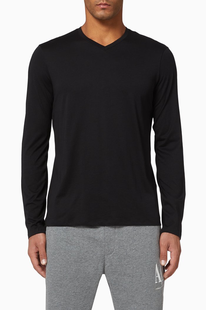 

Pima Cotton V-Neck T-Shirt, Black