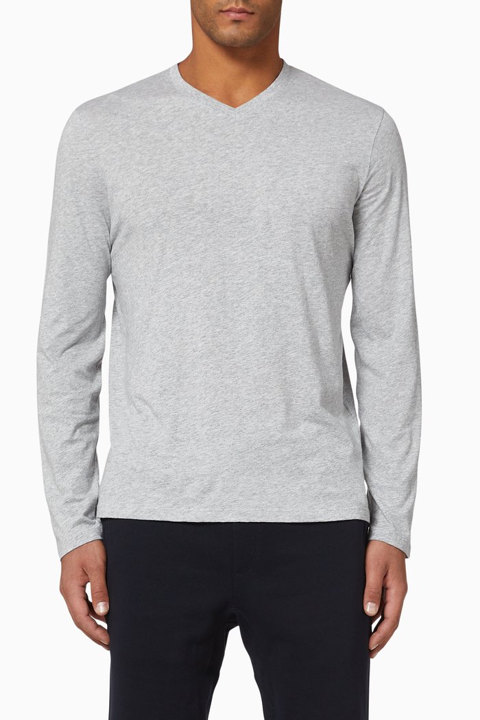 

Pima Cotton V-Neck T-Shirt, Grey