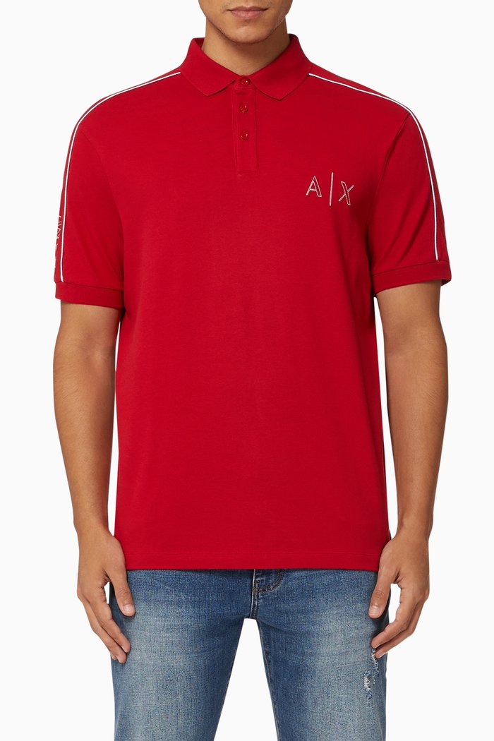 

Logo Tape Cotton Polo, Red