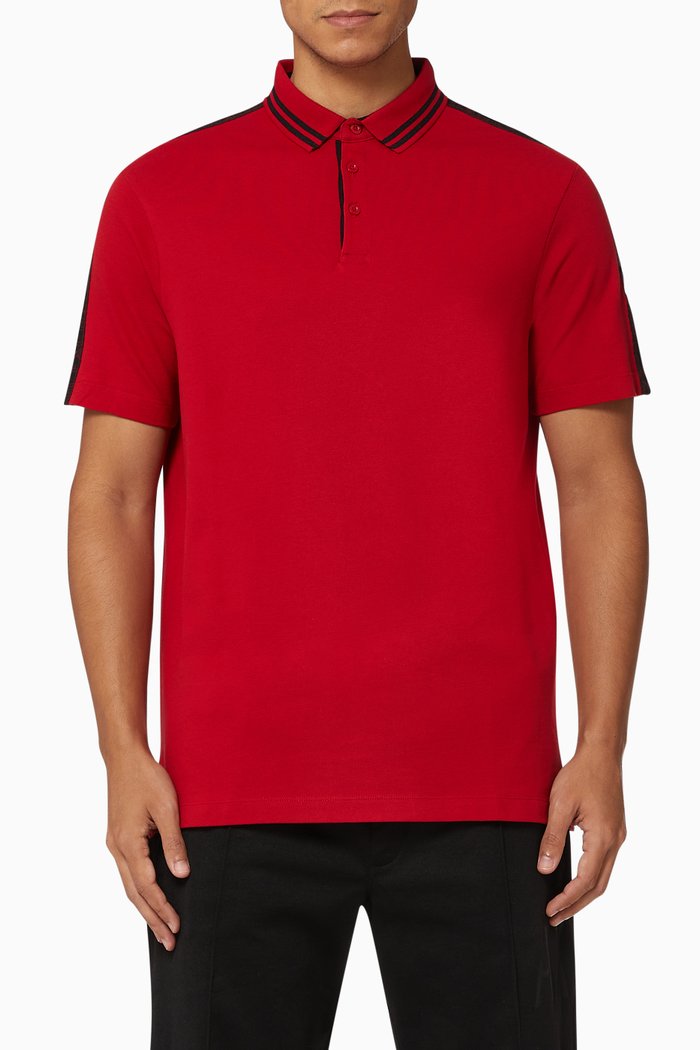 

Logo Tape Stretch Cotton Polo, Red